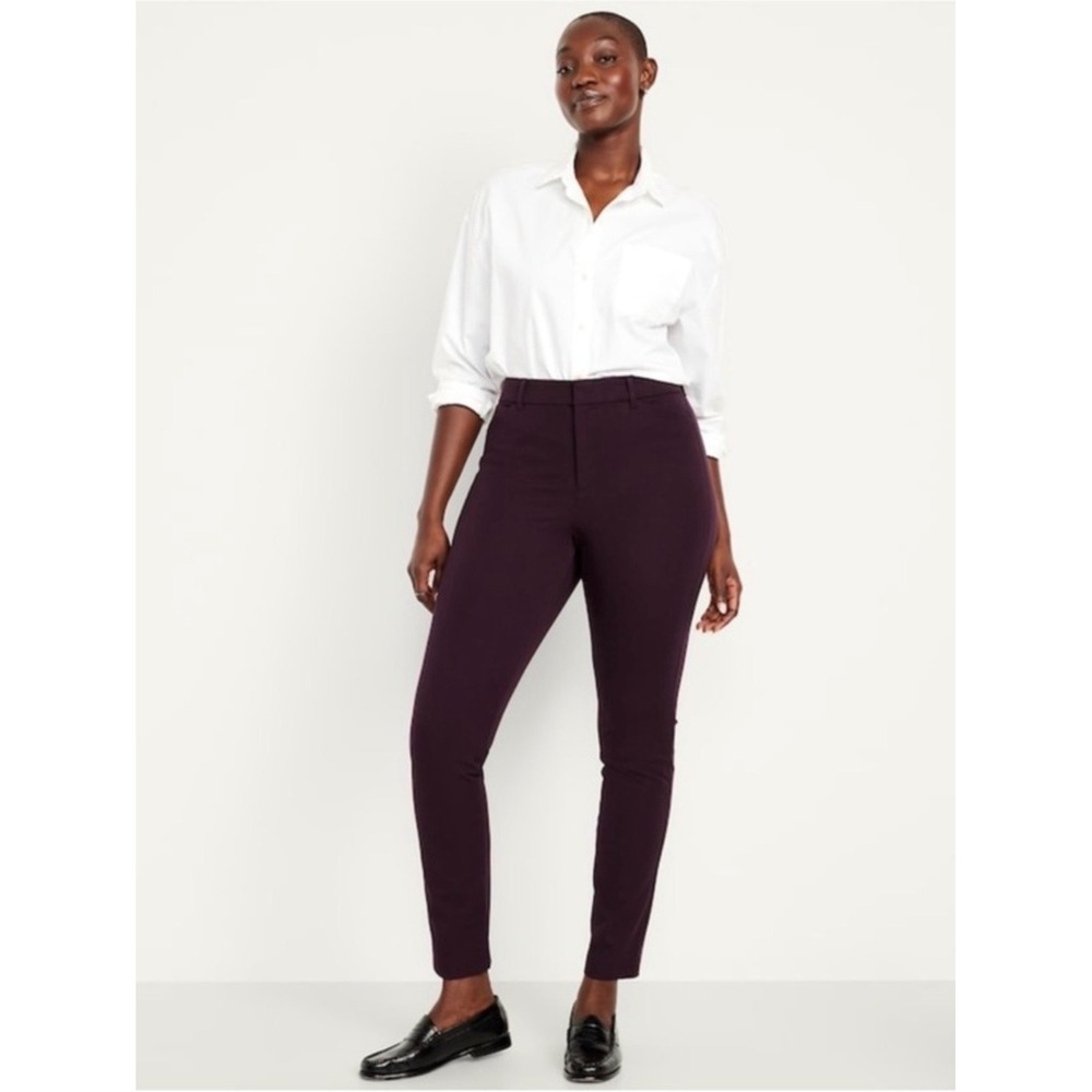 Old Navy Pixie Skinny Pants Womens 16 Aubergine Purple High Rise Ankle Trousers